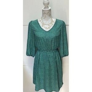 BeBop Fit & Flare 3/4 Sleeve Dress Junior's‎ Sz M Black & Teal Great Condition